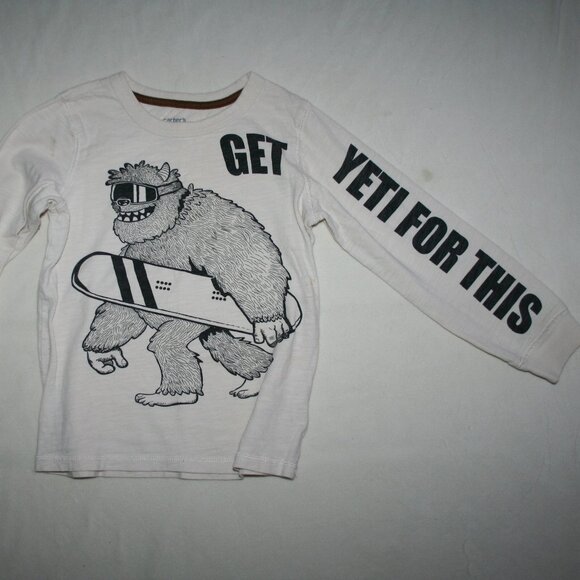 CARTERS YETI SNOWBOARD LONG SLEEVE TEE BOYS 6 CREAM EUC FUNNY GRAPHIC - Picture 6 of 11